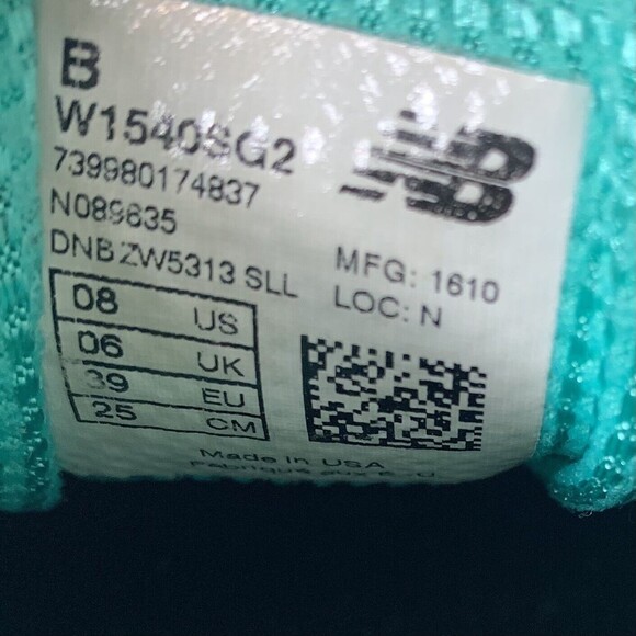 New Balance 1540 V2 W1540SG2 Silver Gray Teal Athletic Shoes Women’s 8 Roll Bar - Picture 8 of 8